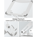 Suport Laptop Ergonomic, Portabil, Reglabil, 360°, Alb