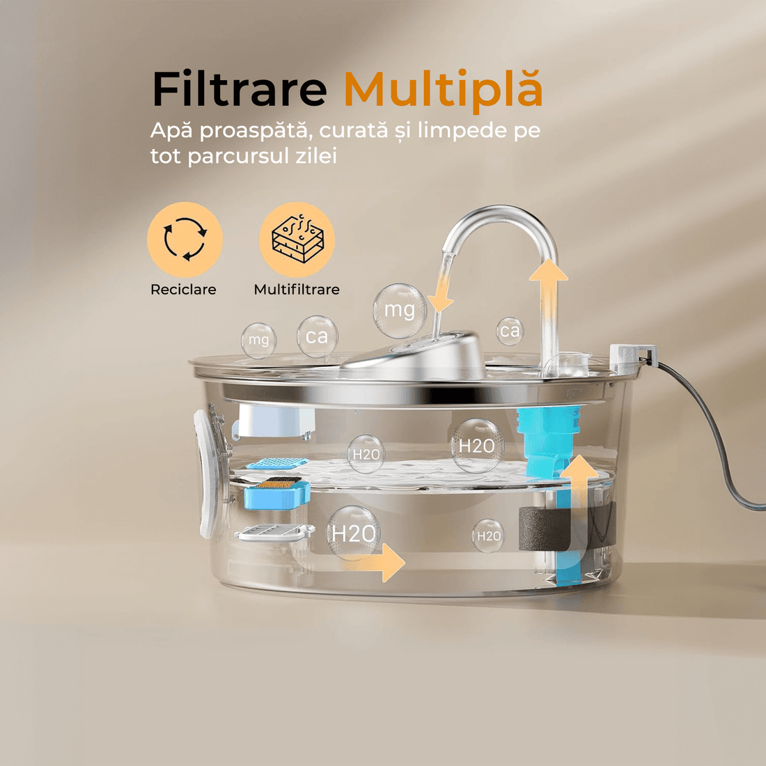 Dispenser apă automat, Inox 304, 3.2L, Argintiu