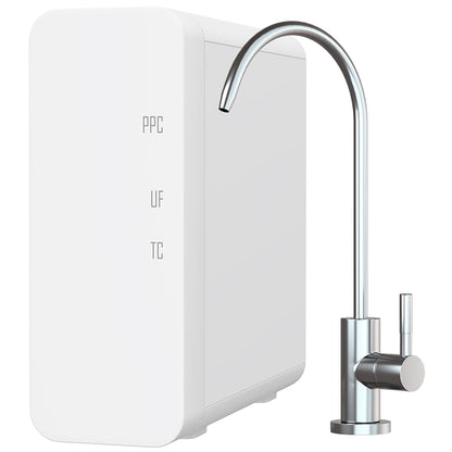 Filtru Apă Potabilă Sub Chiuvetă GX99 UF Compact, 0.01 Microni, 4.5 l/min, 4 Trepte, Baterie Inclusă, Alb