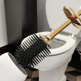 Set Perie Toaletă Silicon 360° Premium, Alb/Auriu, Prindere pe Perete