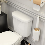 Set Perie Toaletă Silicon 360° Premium, Alb/Auriu, Prindere pe Perete