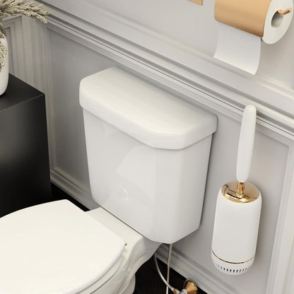 Set Perie Toaletă Silicon 360° Premium, Alb/Auriu, Prindere pe Perete