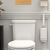 Set Perie Toaletă Silicon 360° Premium, Alb/Auriu, Prindere pe Perete