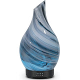 Difuzor Ultrasonic de Uleiuri Esențiale, Aromaterapie și Umidificator de Aer, Rezervor 120 ml, Capac din Sticlă Lucrat Manual, 4 Setări de Timer, Oprire Automată, 7 Culori LED, Gri