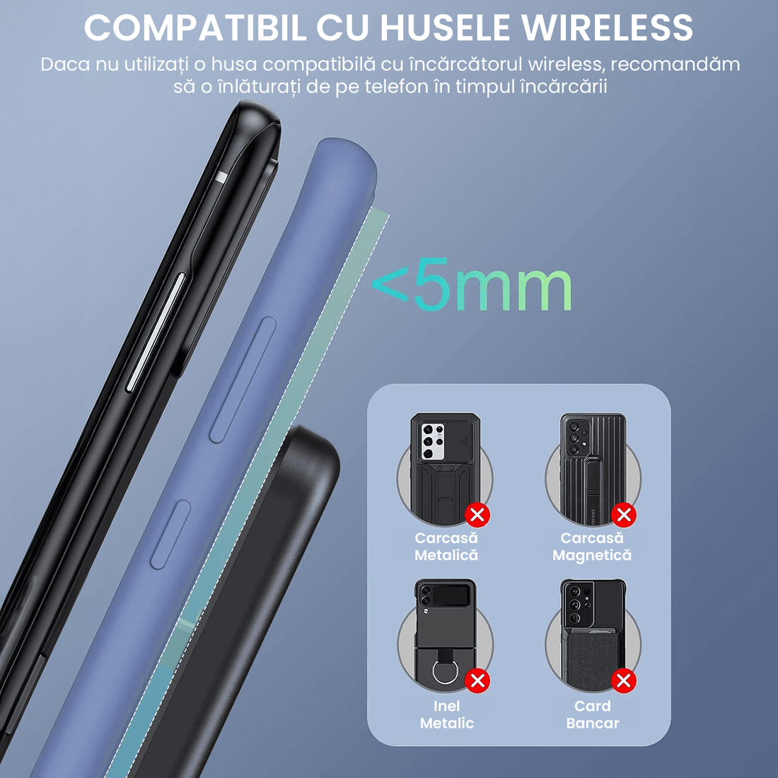 Încărcător Wireless Fast Charger 3 în 1, Universal, 10W, Negru