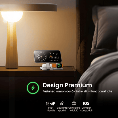 Încărcător Wireless 3 în 1 Pliabil pentru Apple, Magsafe, iPhone, iPad, AirPods, Alb