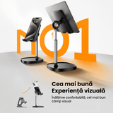 Suport Universal Birou pentru Telefon/Tabletă, Reglabil, Anti-Alunecare, Ergonomic, 4-10 inch, Negru