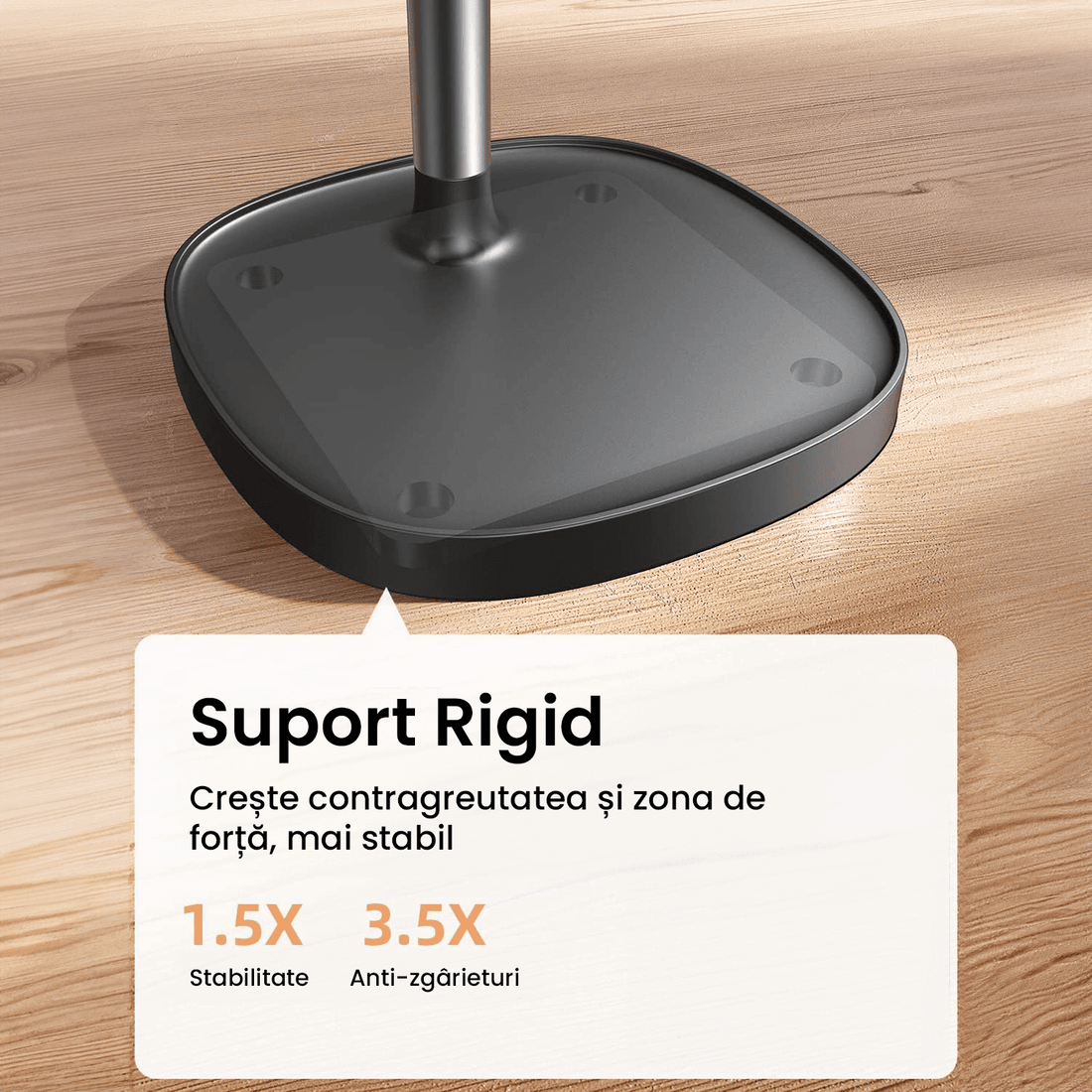 Suport Universal Birou pentru Telefon/Tabletă, Reglabil, Anti-Alunecare, Ergonomic, 4-10 inch, Negru