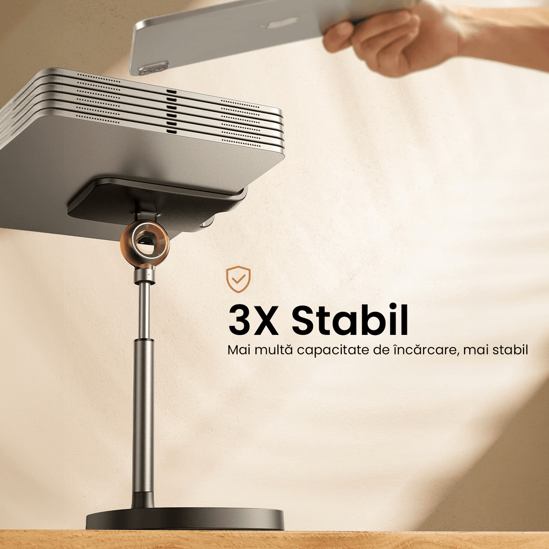 Suport Universal Birou pentru Telefon/Tabletă, Reglabil, Anti-Alunecare, Ergonomic, 4-10 inch, Negru