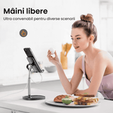 Suport Universal Birou pentru Telefon/Tabletă, Reglabil, Anti-Alunecare, Ergonomic, 4-10 inch, Negru