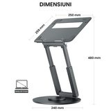 Suport Laptop Ergonomic Reglabil 360°, Portabil, Universal, Pliabil, Silicon Antiderapant, Gri D031