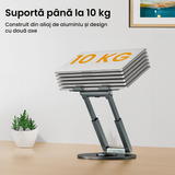 Suport Laptop Ergonomic Reglabil 360°, Portabil, Universal, Pliabil, Silicon Antiderapant, Gri D031