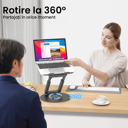 Suport Laptop Ergonomic Reglabil 360°, Portabil, Universal, Pliabil, Silicon Antiderapant, Gri D031