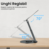 Suport Laptop Ergonomic Reglabil 360°, Portabil, Universal, Pliabil, Silicon Antiderapant, Gri D031