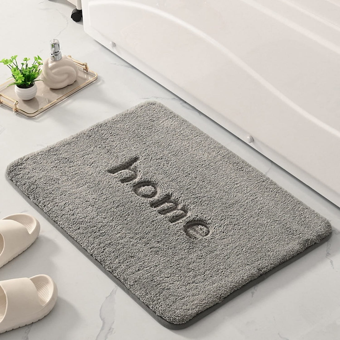 Covor Baie HOME, Spumă cu Memorie, Absorbant, Antiderapant, 50×80 cm, Alb