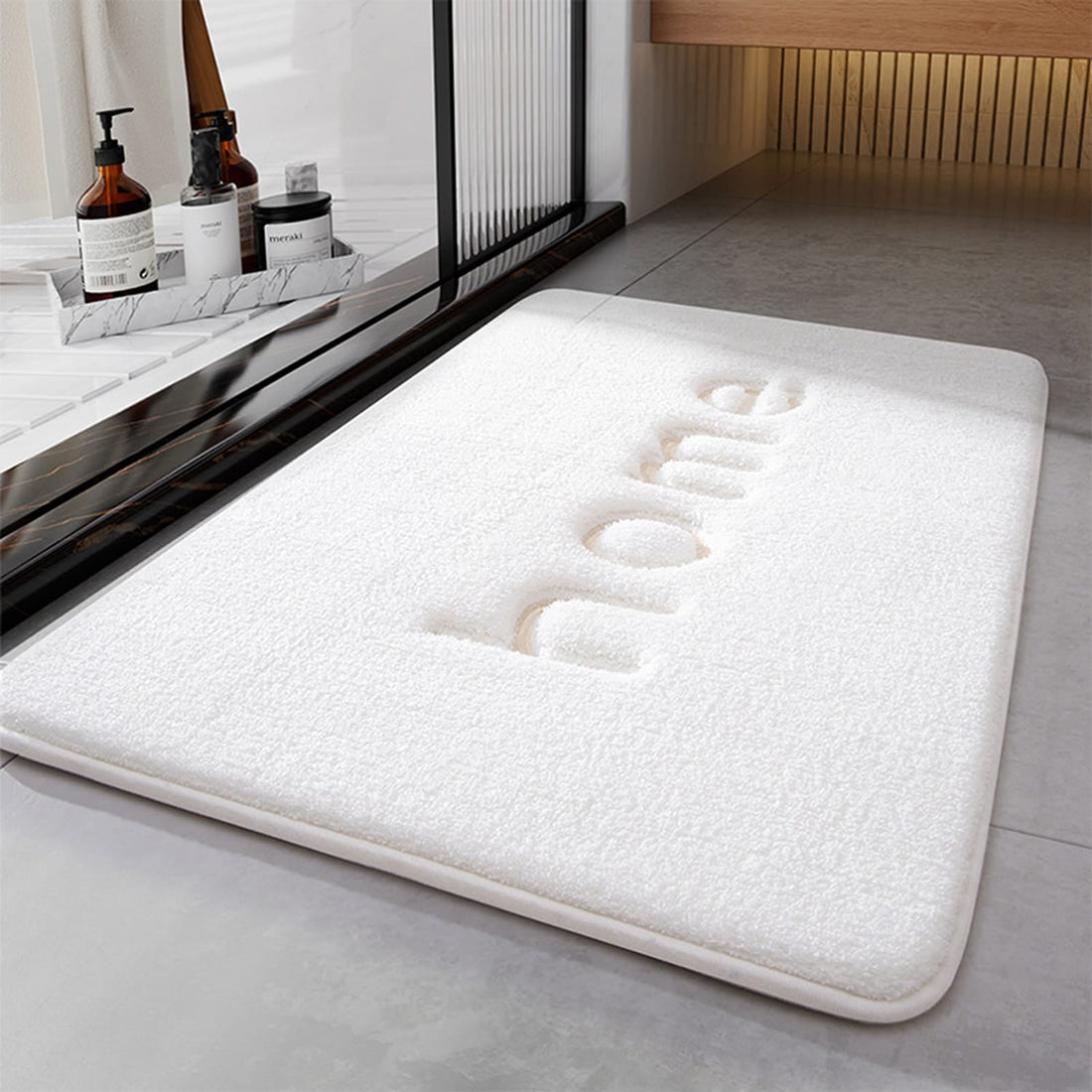 Covor Baie HOME, Spumă cu Memorie, Absorbant, Antiderapant, 50×80 cm, Alb