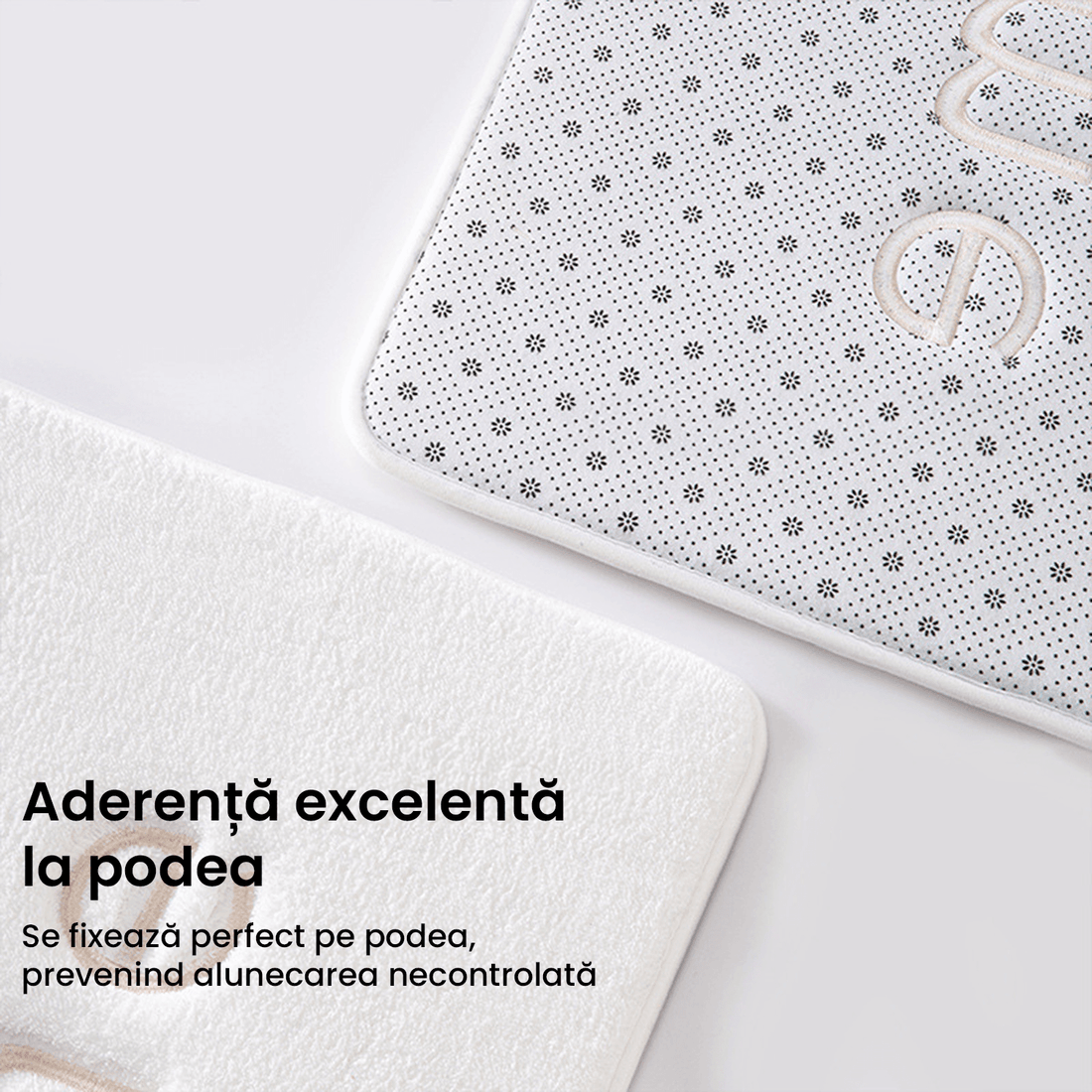 Covor Baie HOME, Spumă cu Memorie, Absorbant, Antiderapant, 50×80 cm, Alb