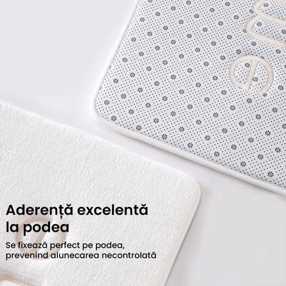 Covor Baie HOME, Spumă cu Memorie, Absorbant, Antiderapant, 50×80 cm, Alb