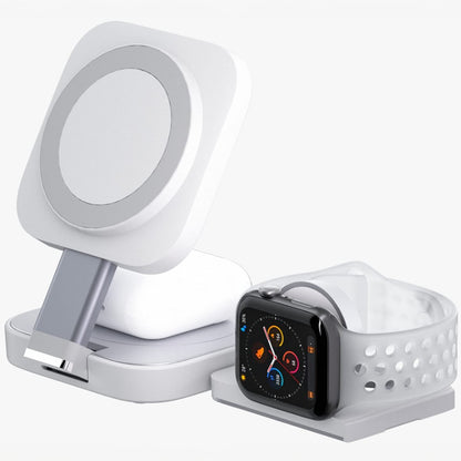 Încărcător Wireless 3 în 1 Pliabil pentru Apple, Magsafe, iPhone, iPad, AirPods, Alb