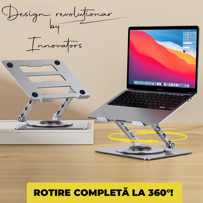 Suport Laptop Ergonomic Reglabil 360°, Pliabil, Antiderapant, Gri D031