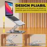Suport Laptop Ergonomic Reglabil 360°, Pliabil, Antiderapant, Gri D031