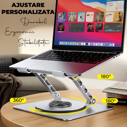 Suport Laptop Ergonomic Reglabil 360°, Pliabil, Antiderapant, Gri D031