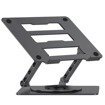 Suport Laptop Ergonomic Reglabil 360°, Portabil, Universal, Pliabil, Silicon Antiderapant, Negru D031