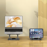 Suport Laptop Ergonomic Reglabil 360°, Portabil, Universal, Pliabil, Silicon Antiderapant, Negru D031