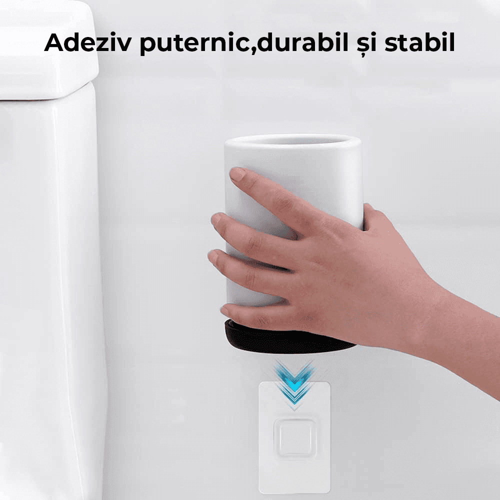 Set Perie Toaletă Silicon 360°, Suport Ventilat, Capac, Mâner Ergonomic, Fără Picurare, Prindere Pe Perete, Alb