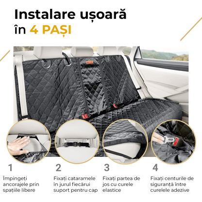 Husă auto universală pentru animale, impermeabilă, antialunecare, 133 cm, neagră