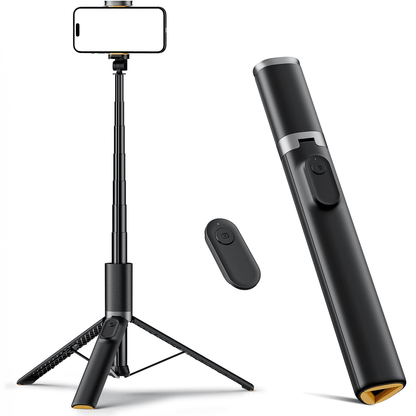Trepied Portabil Telefon, Selfie Stick cu Telecomandă, Suport 160 cm, Negru