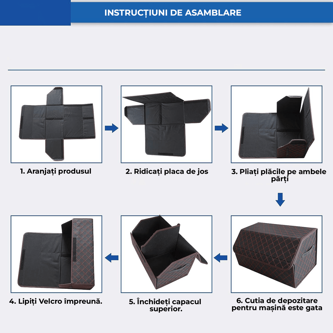 Organizator Premium pentru Portbagaj Auto, Multifuncțional, Pliabil, 54 cm, Negru/Roșu