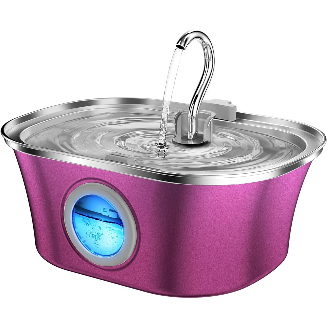 Dispenser Automat Apă pentru Pisici și Câini, 3.2 L, Oțel Inoxidabil, Filtrare Multiplu, Ultra-Silentios, Roz