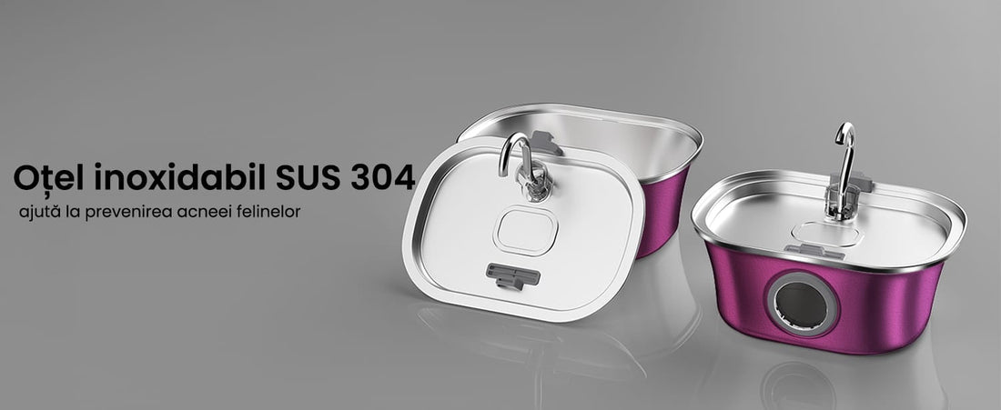 Dispenser Automat Apă pentru Pisici și Câini, 3.2 L, Oțel Inoxidabil, Filtrare Multiplu, Ultra-Silentios, Roz