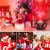 Lampă de veghe copii 4 în 1, proiector stele, 21 moduri, sunete, Bluetooth, USB, difuzor, telecomandă, temporizator, negru.