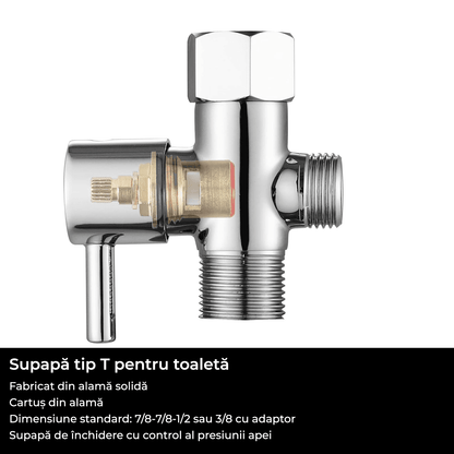Supapă pentru Bideu cu Închidere, Adaptor T pentru Bidet 1/2” și Adaptor Extra 3/8