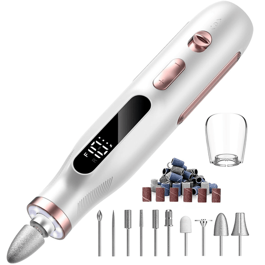 Freză unghii wireless, 10.000 RPM, 10 viteze, LED, alb