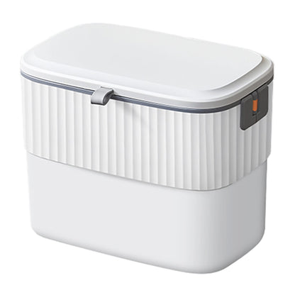 Coș de Gunoi cu Capac, 7L, Montare Autoadezivă sau cu Cârlig, pentru Ușa Dulapului sau Sub Chiuvetă, Alb