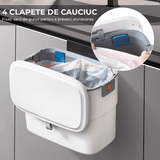 Coș de Gunoi cu Capac, 7L, Montare Autoadezivă sau cu Cârlig, pentru Ușa Dulapului sau Sub Chiuvetă, Alb
