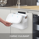 Coș de Gunoi cu Capac, 7L, Montare Autoadezivă sau cu Cârlig, pentru Ușa Dulapului sau Sub Chiuvetă, Alb