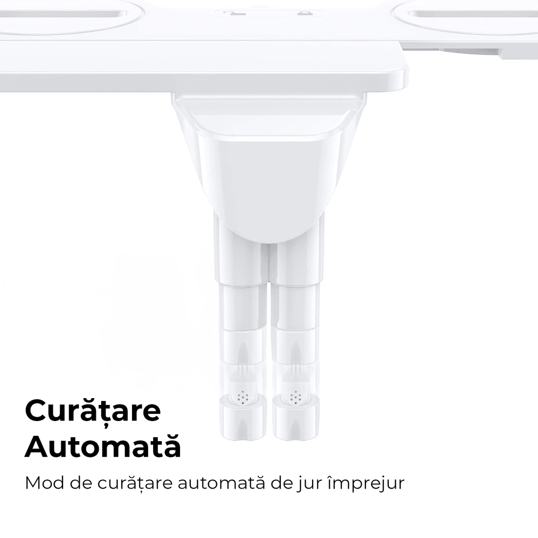 Bideu Retractabil pentru Toaletă cu Auto-Curățare, Control de Presiune, Duze Duble, Apă Rece, Argintiu