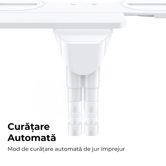 Bideu Retractabil pentru Toaletă cu Auto-Curățare, Control de Presiune, Duze Duble, Apă Rece, Argintiu