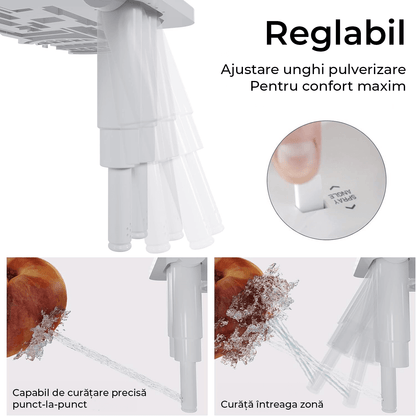 Bideu Retractabil pentru Toaletă cu Auto-Curățare, Control de Presiune, Duze Duble, Apă Rece, Argintiu