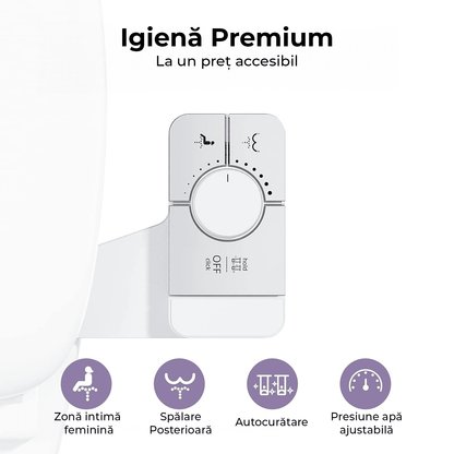 Bideu Retractabil pentru Toaletă cu Auto-Curățare, Control de Presiune, Duze Duble, Apă Rece, Argintiu