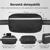 Lesă Hands-Free pentru Câini, cu Borsetă Detasabilă, Mânere Duble Captusite, Elastic Durabil, pentru Câini 11-55 kg, Negru