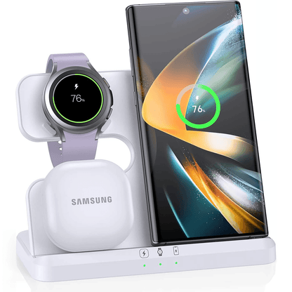 Încărcător Wireless Fast Charger 3 în 1, Universal, 10W, Alb