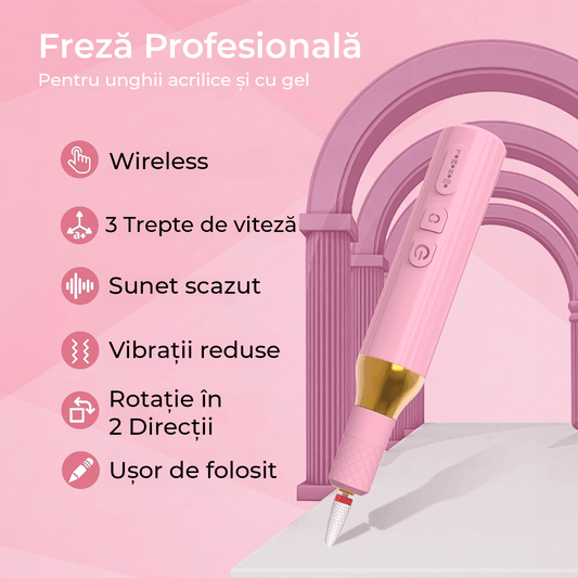 Freză unghii wireless, 18.000 RPM, 3 viteze, mov