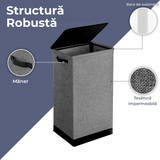 Coș de Rufe Pliabil cu Capac și Sac Detasabil, 100 L, cu Mânere, 76 x 41.5 x 31.5 cm, Material Textil, Gri