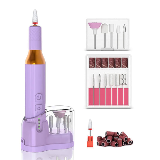 Freză unghii wireless, 18.000 RPM, 3 viteze, mov