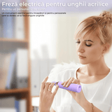 Freză unghii wireless, 18.000 RPM, 3 viteze, mov